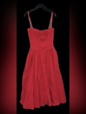 Red Samaria Fit-and-Flare with Spaghetti Straps